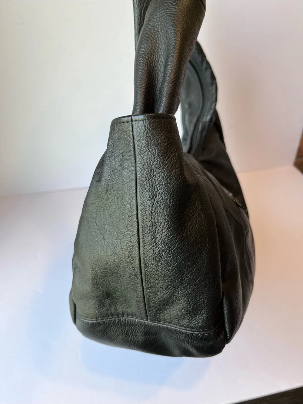 Vintage Patchwork Black Leather Hobo Bag Made in Mexico Shoulder Bag